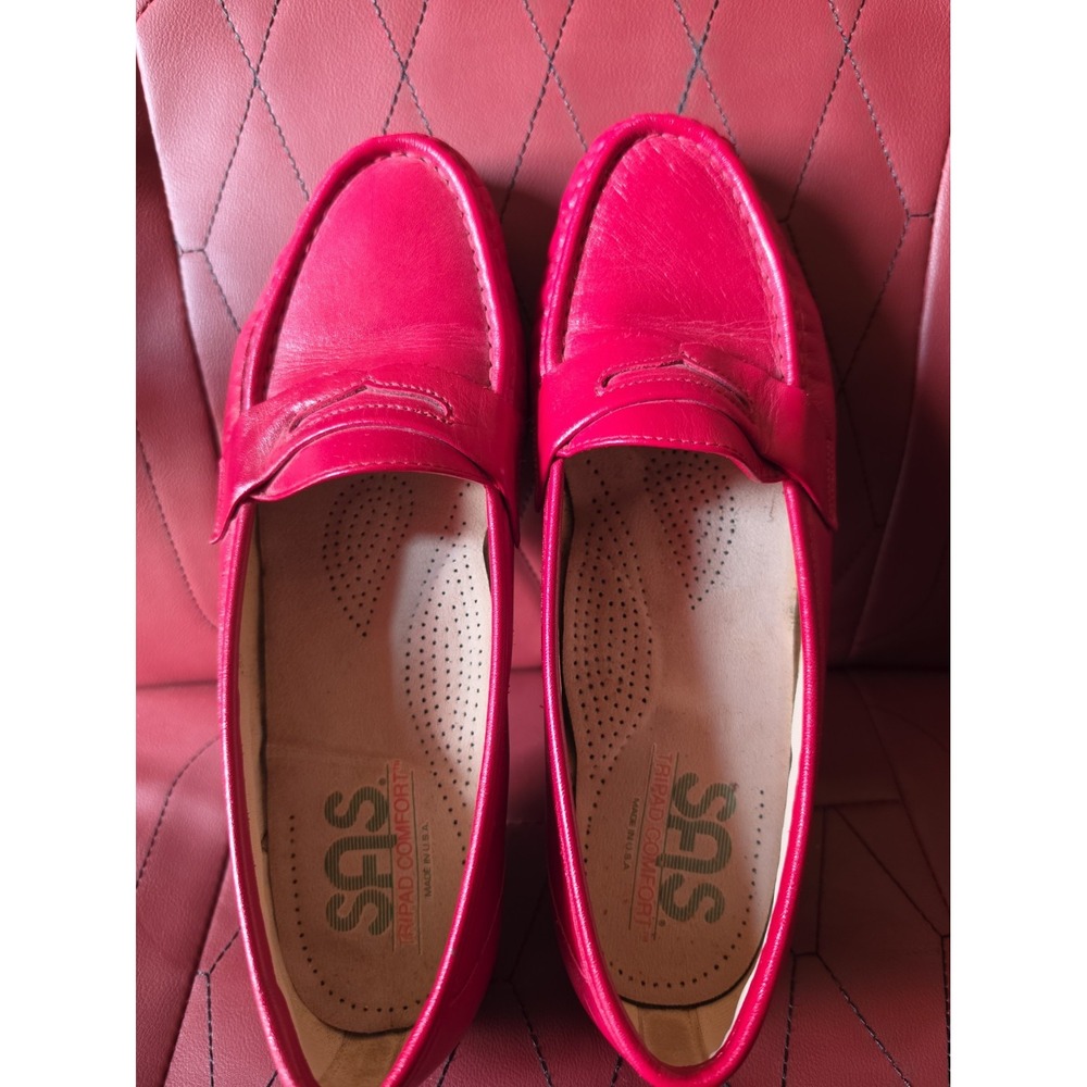 Sas Tripad Comfort Wink Red Leather Penny Loafers Size 9 M